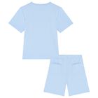 Boys Blue Logo Shorts Set, 1, hi-res