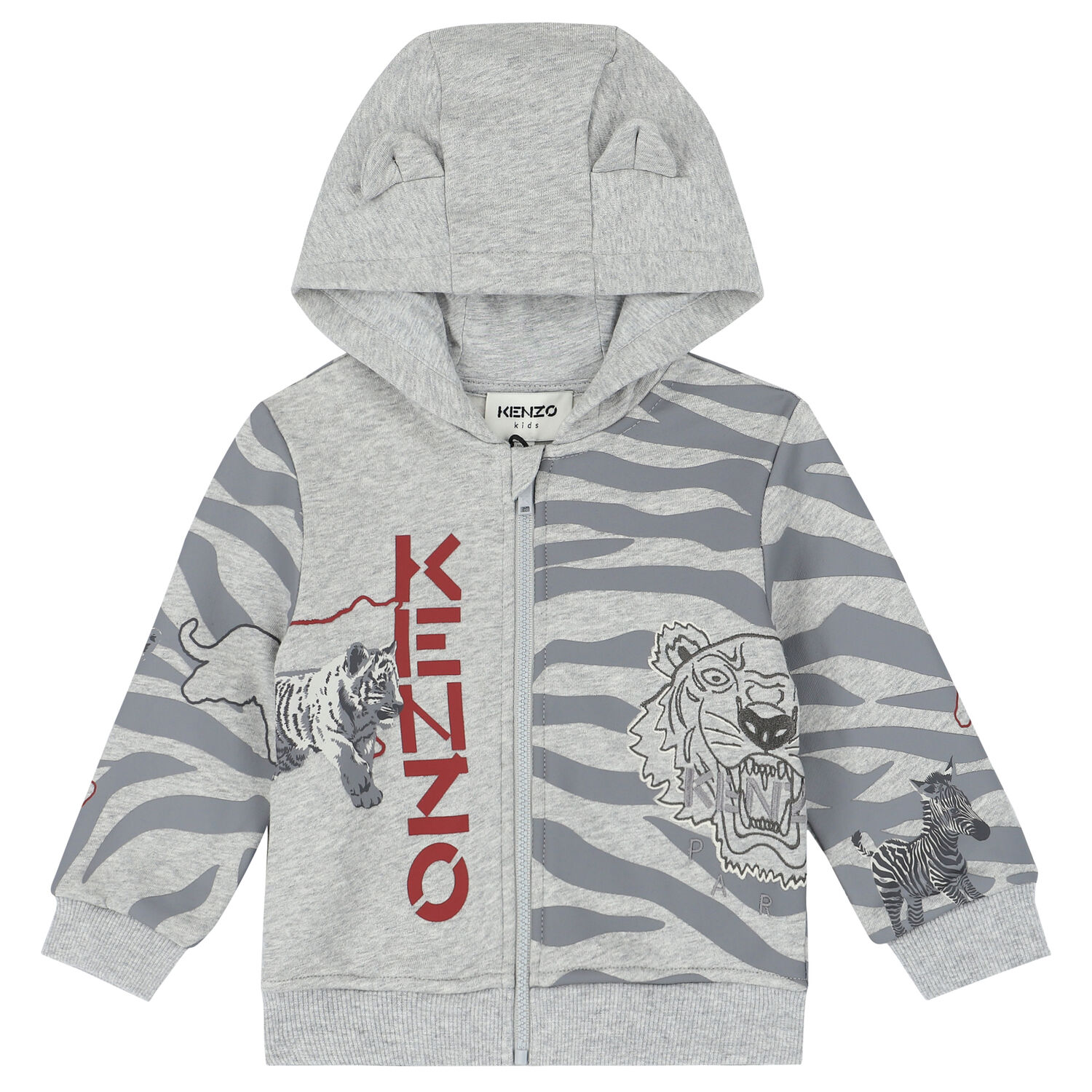 Younger Boys Grey Logo Zip Up Top, 1, hi-res