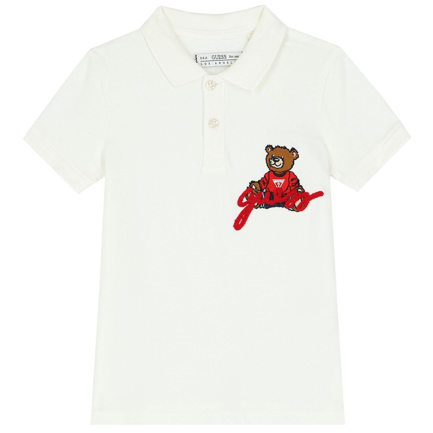 Boys Ivory Teddy Bear Polo Shirt, 1, hi-res image number null