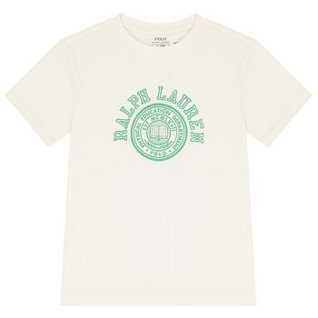 Boys Ivory Varsity Logo T-Shirt