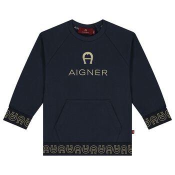 Younger Boys Navy Logo Sweatshirt