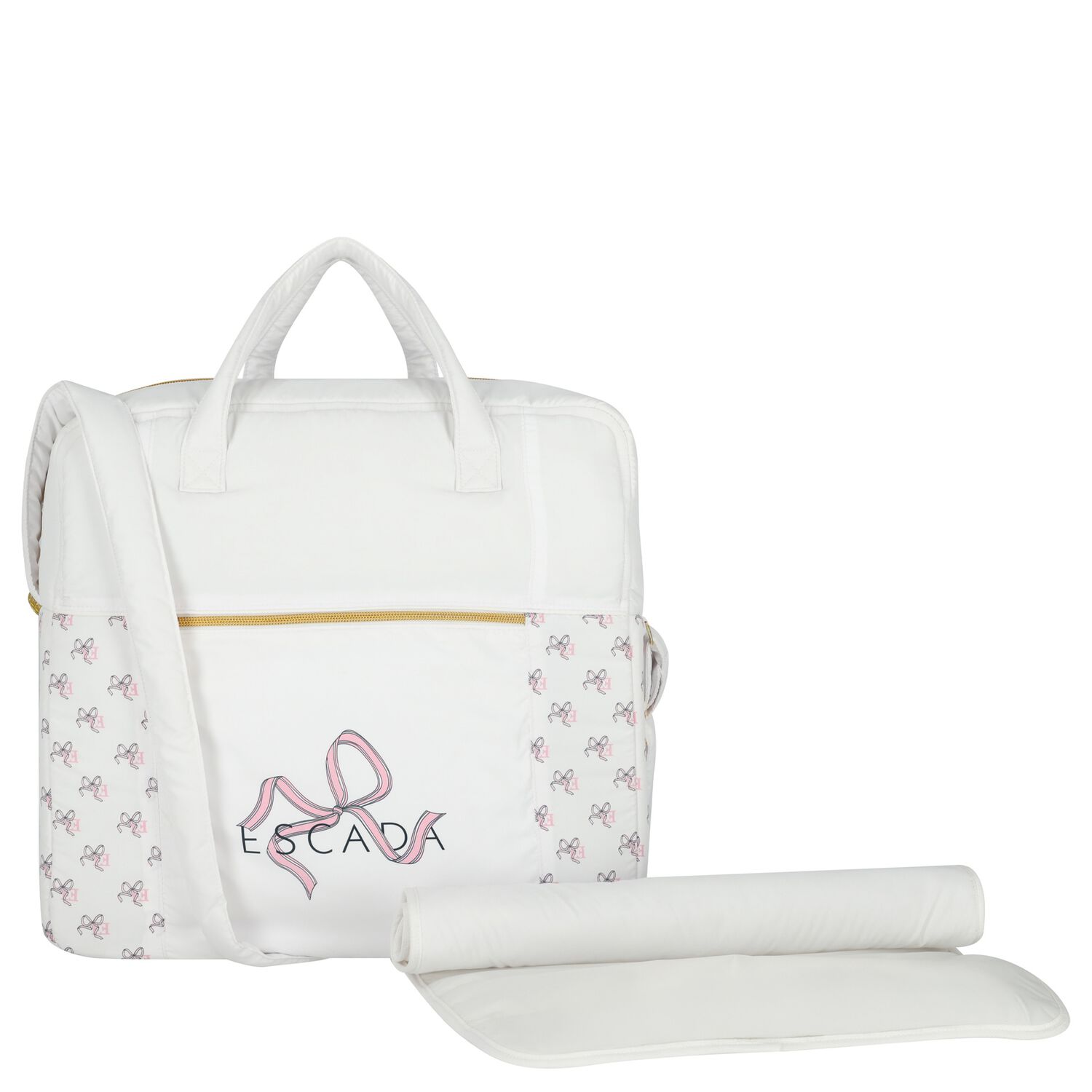 White Logo Bow Baby Changing Bag, 1, hi-res