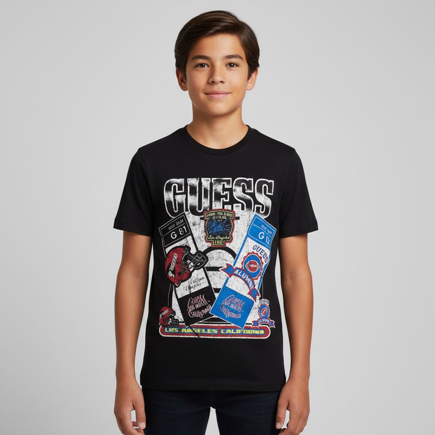 تي شيرت أسود بشعار للأولاد, 3, hi-res image number null