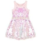 Girls Pink Iridescent Sequin Dress, 1, hi-res