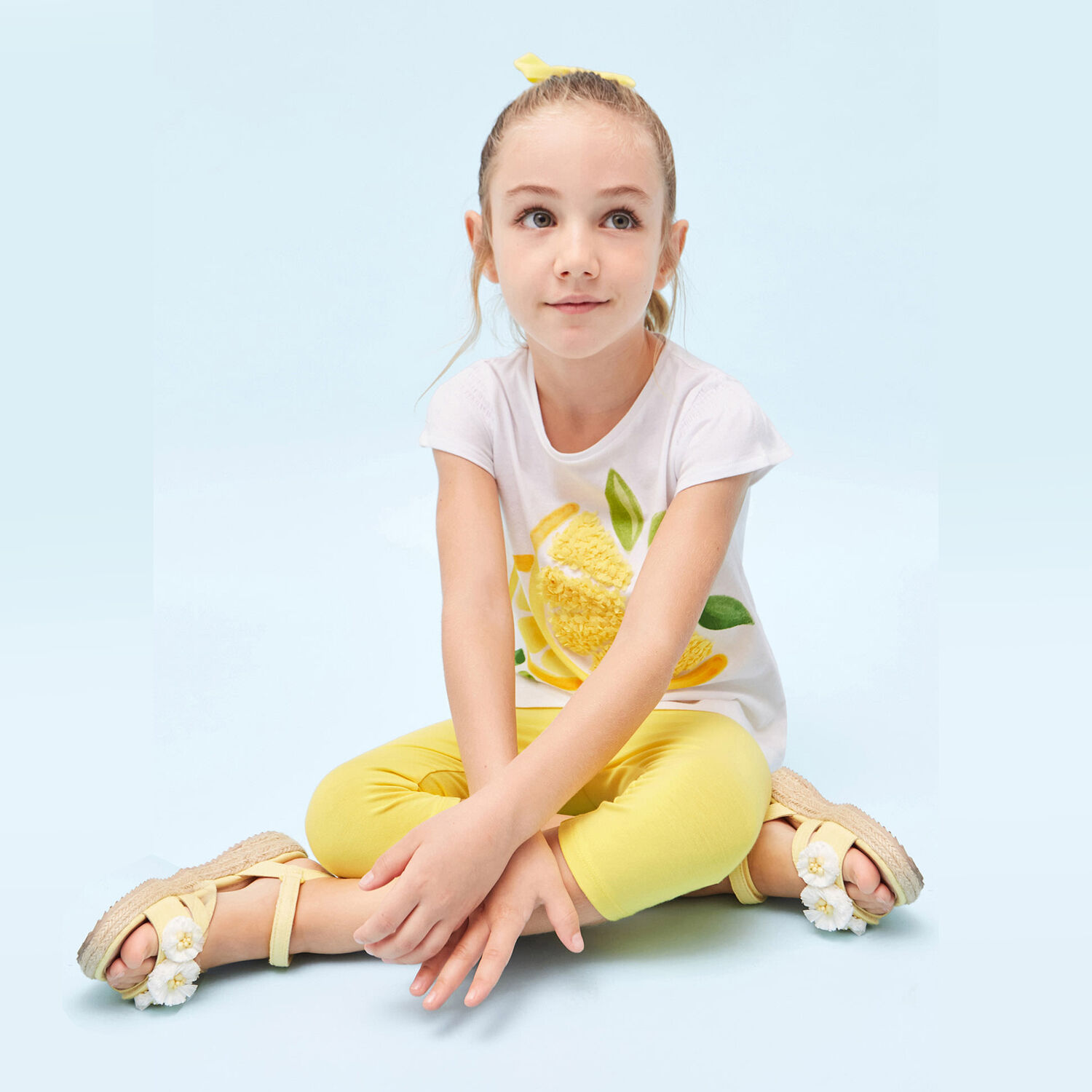 Girls Yellow & White Leggings Set, 1, hi-res