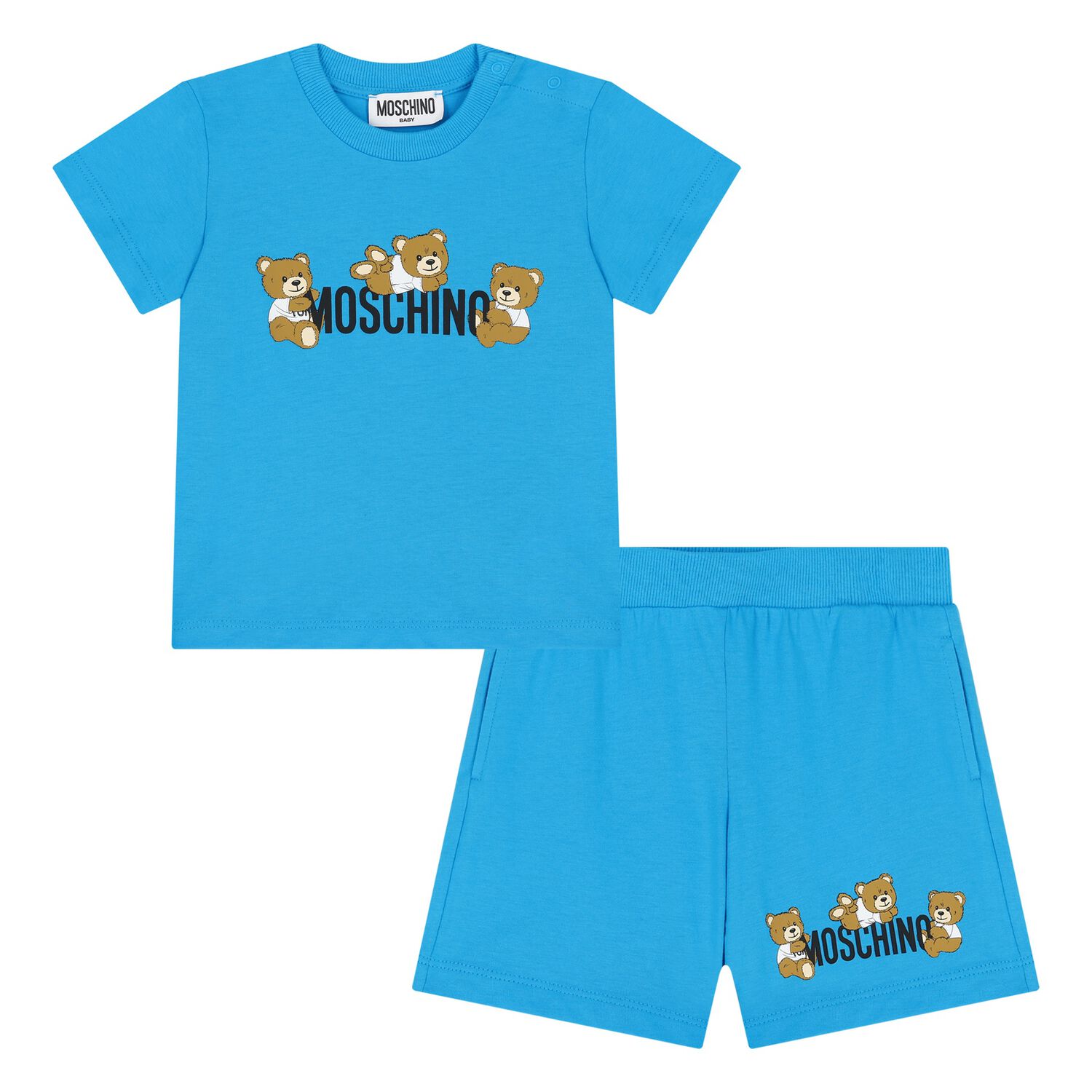 Younger Boys Blue Teddy Bear Logo Shorts Set, 3, hi-res