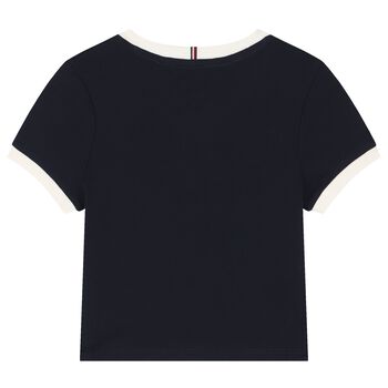 Girls Navy Blue Logo T-Shirt