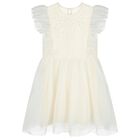 Girls Ivory Satin & Tulle Dress, 2, hi-res
