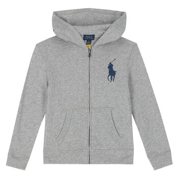 Boys Grey Logo Zip Up Top