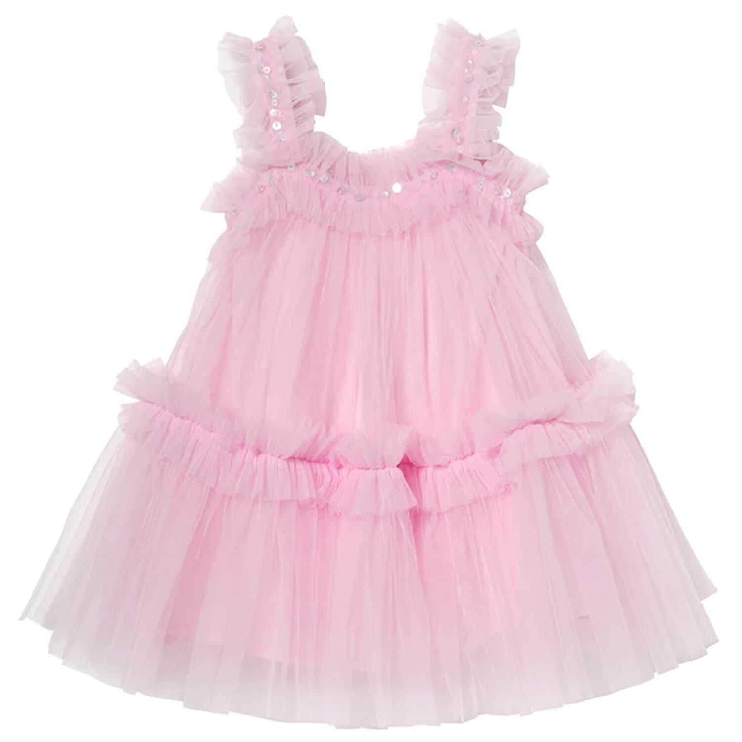 Baby Girls Pink Embellished Tulle Dress Set, 1, hi-res