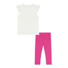 Baby Girls White & Pink Logo Leggings Set, 1, hi-res