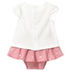 Baby Girls White & Pink Teddy Bear Skirt Set, 1, hi-res