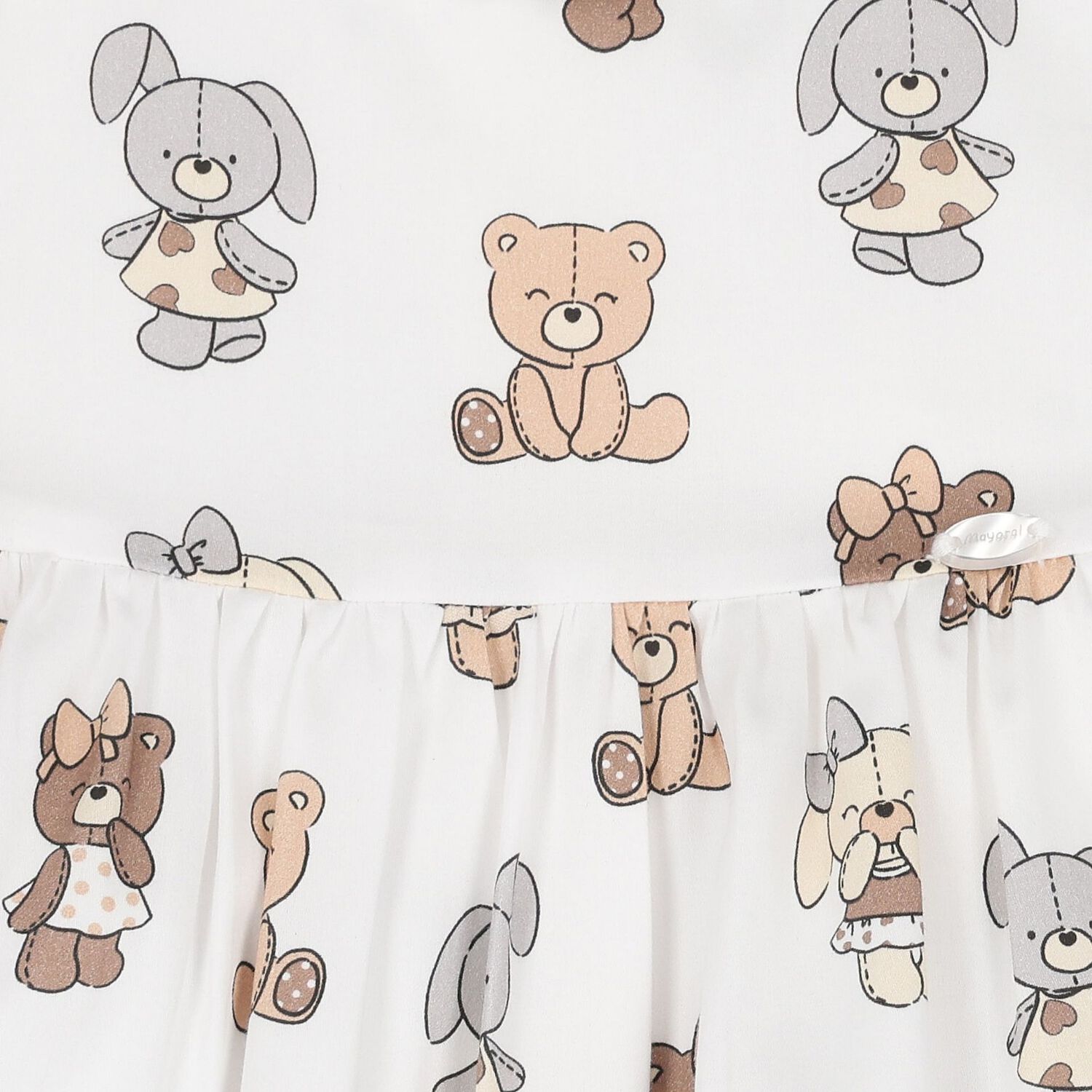 طقم فستان بطبعه تيدى بير باللون الابيض, 3, hi-res