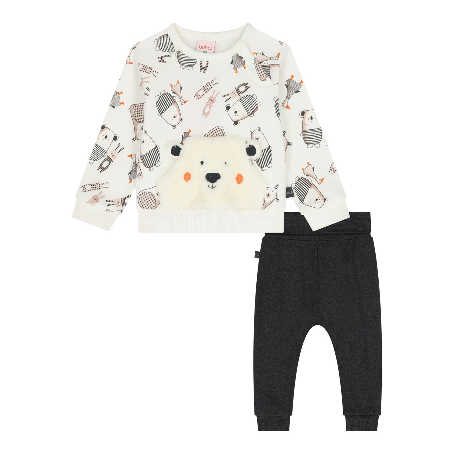Baby Boys Ivory & Grey Tracksuit, 1, hi-res