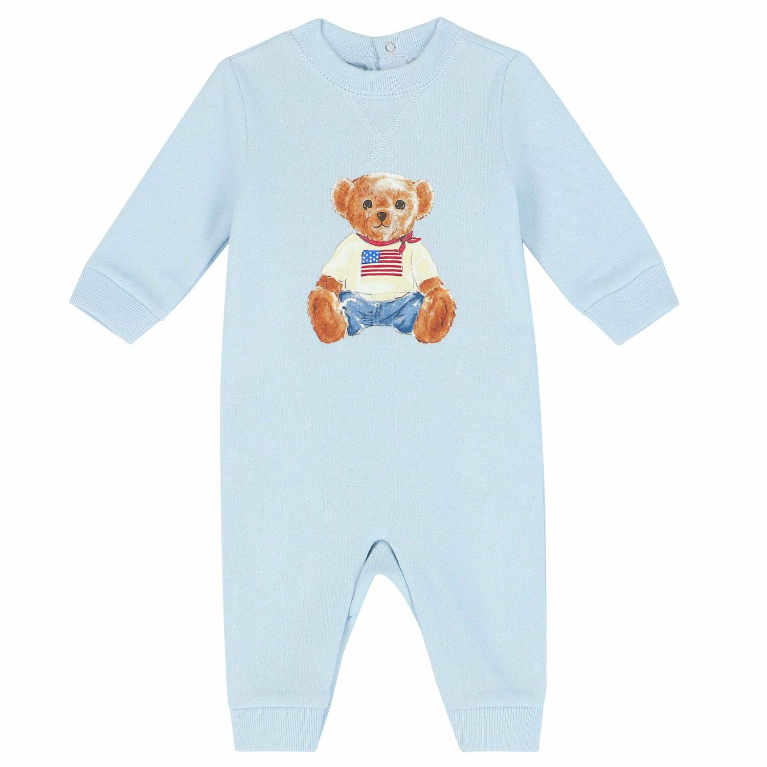 Baby Boys Blue Teddy Romper, 1, hi-res