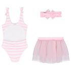 ملابس سباحه من التول للبنات باللون الزهرى والوردى , 1, hi-res