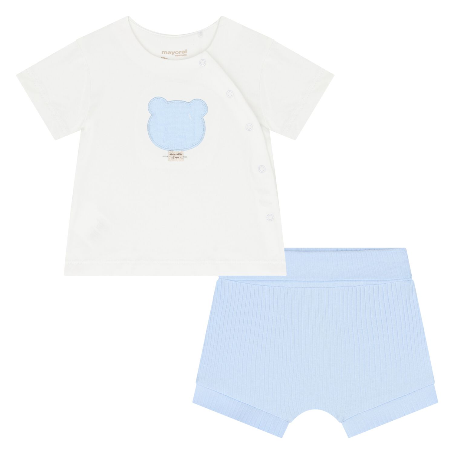 Baby Boys Blue & White Shorts Set, 2, hi-res