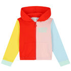 Girls Multi-Colored Logo Zip Up Top, 1, hi-res