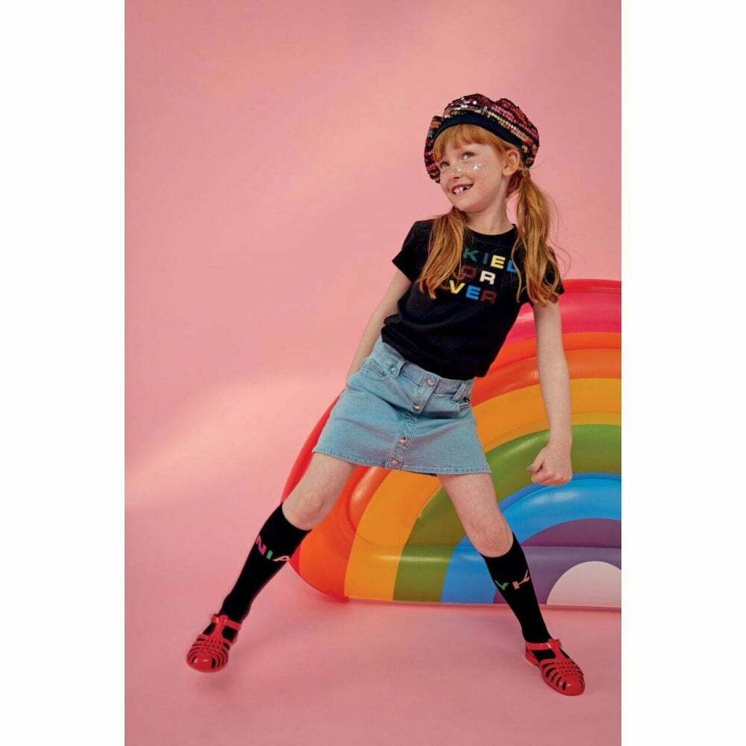 Girls Clay Black Logo Top, 1, hi-res image number null