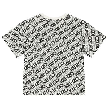 Boys Ivory & Black Logo T-Shirt