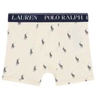 Boys Ivory, Blue & Navy Blue Logo Boxer Shorts ( 3-Pack ), 2, hi-res