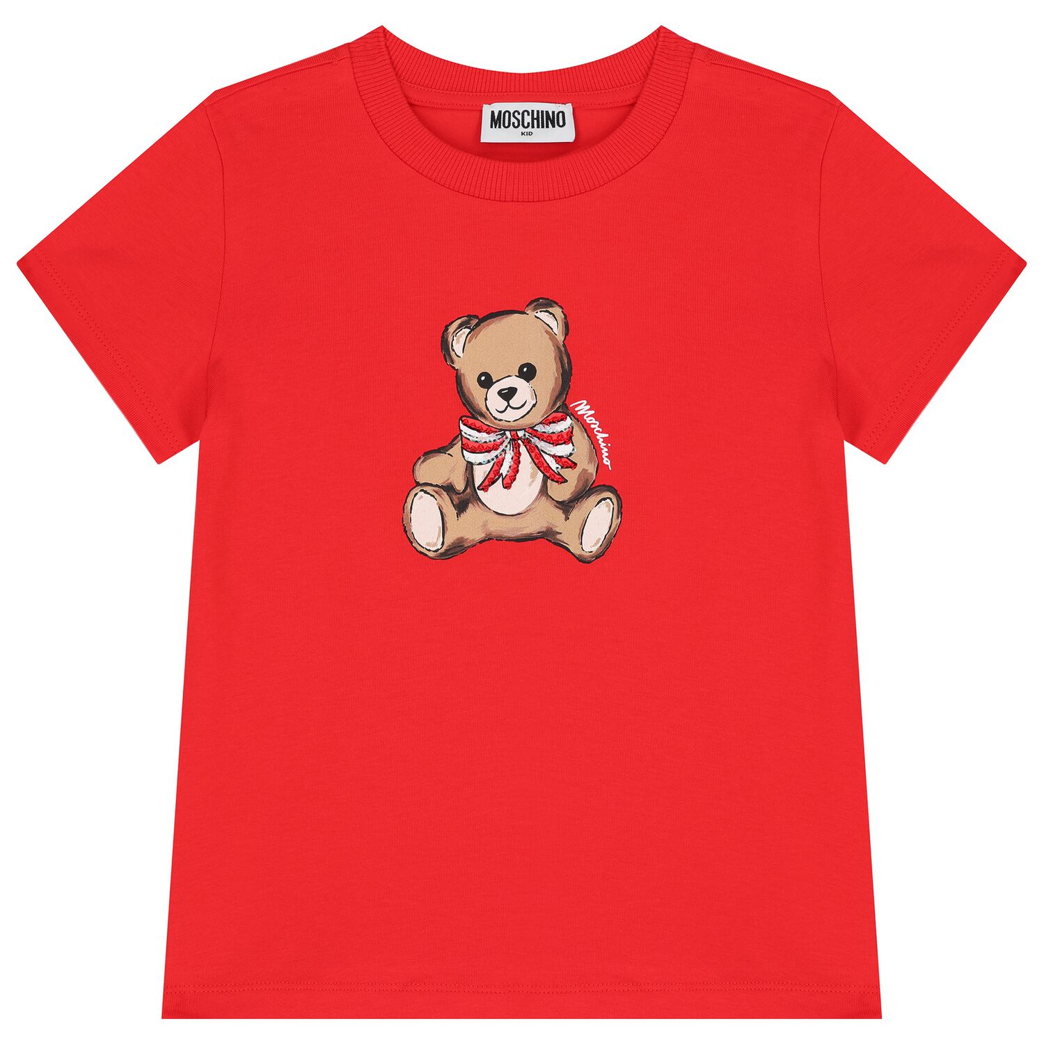Girls Red Teddy Bear Logo T-Shirt, 2, hi-res image number null