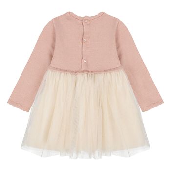 Younger Girls Pink & Ivory Tulle Dress