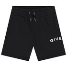 Boys Black Logo Shorts, 1, hi-res