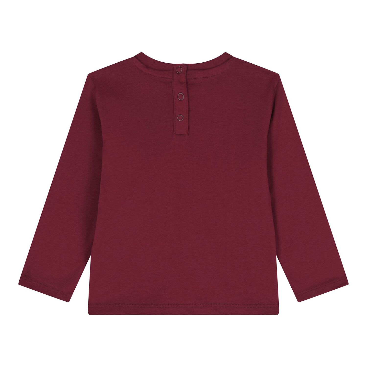 Baby Boys Burgundy Teddy Bear Logo Long Sleeve Top, 3, hi-res