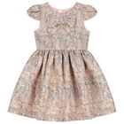 Girls Gold & Grey Jacquard Dress, 1, hi-res
