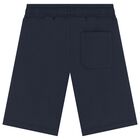 Boys Navy Blue Logo Shorts, 2, hi-res