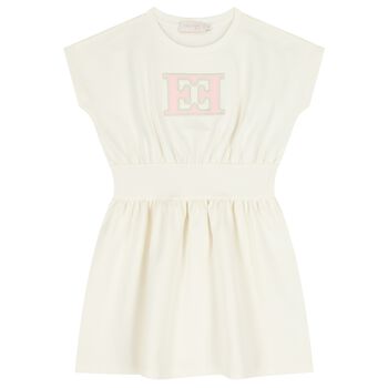 Girls Ivory Logo Dress