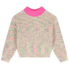 Girls Pink Knitted Sweatshirt, 1, hi-res