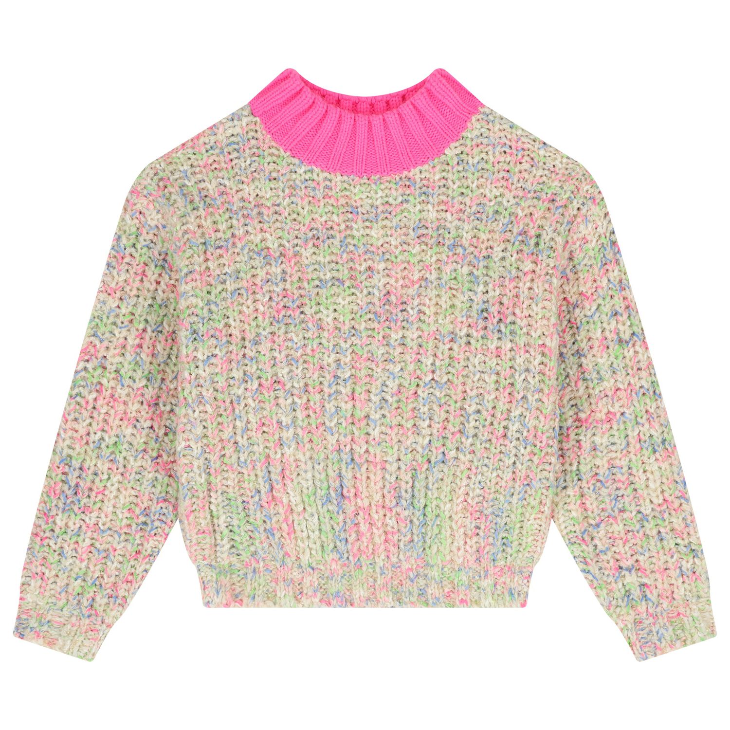 Girls Pink Knitted Sweatshirt, 1, hi-res
