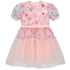Girls Pink Embroidered Tulle Dress, 1, hi-res