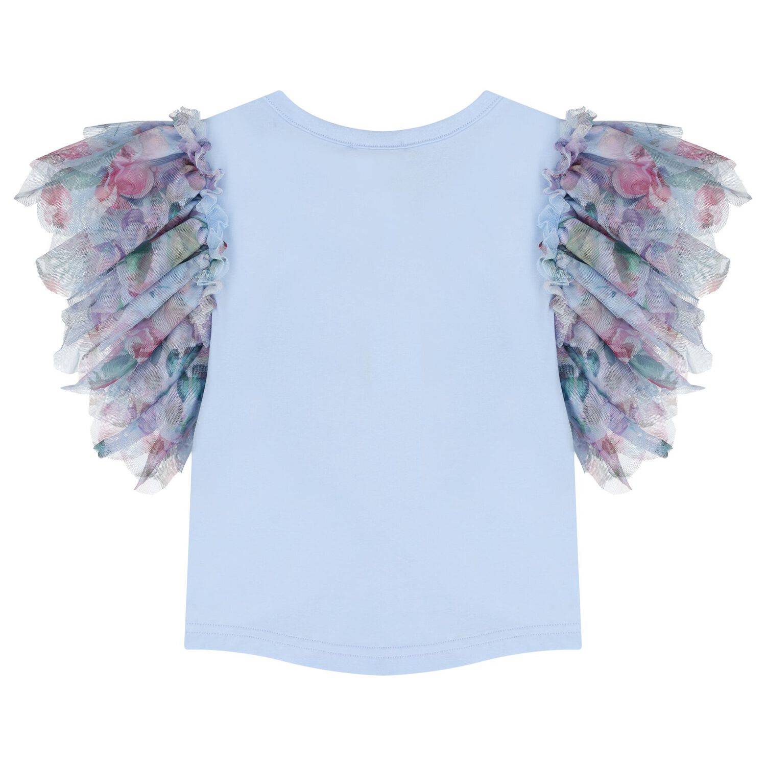 Girls Blue Floral Tulle Top, 1, hi-res