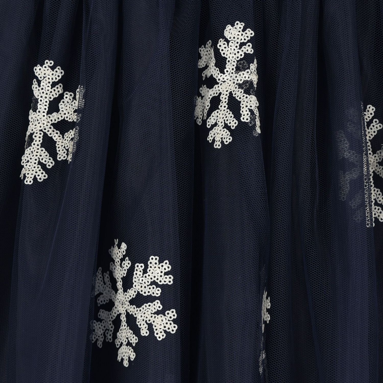 Girls Navy Blue Snowflakes Dress, 1, hi-res