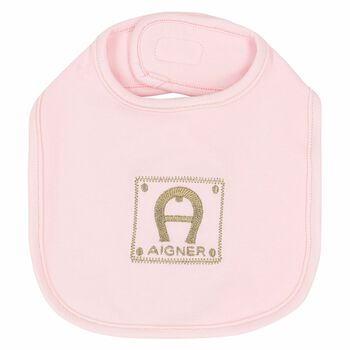 Girls Pink & Gold Logo Bib