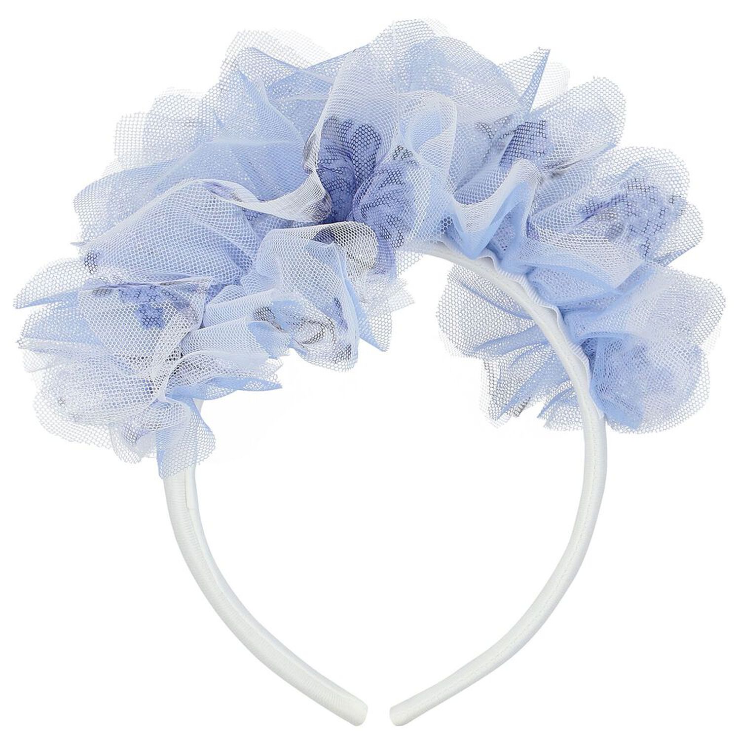 Girls Blue Ruffled Headband, 1, hi-res