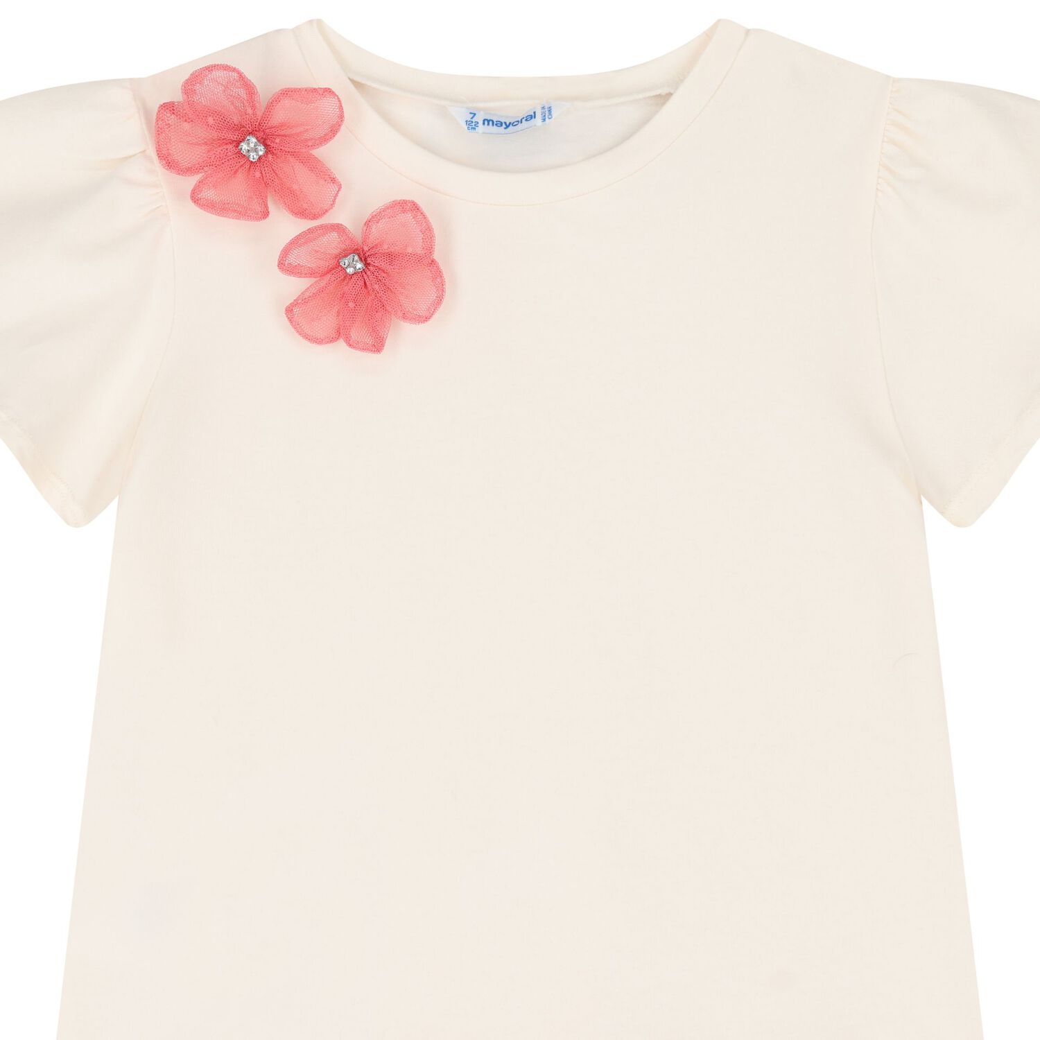 Girls Ivory & Pink Floral Tulle Skirt Set, 3, hi-res