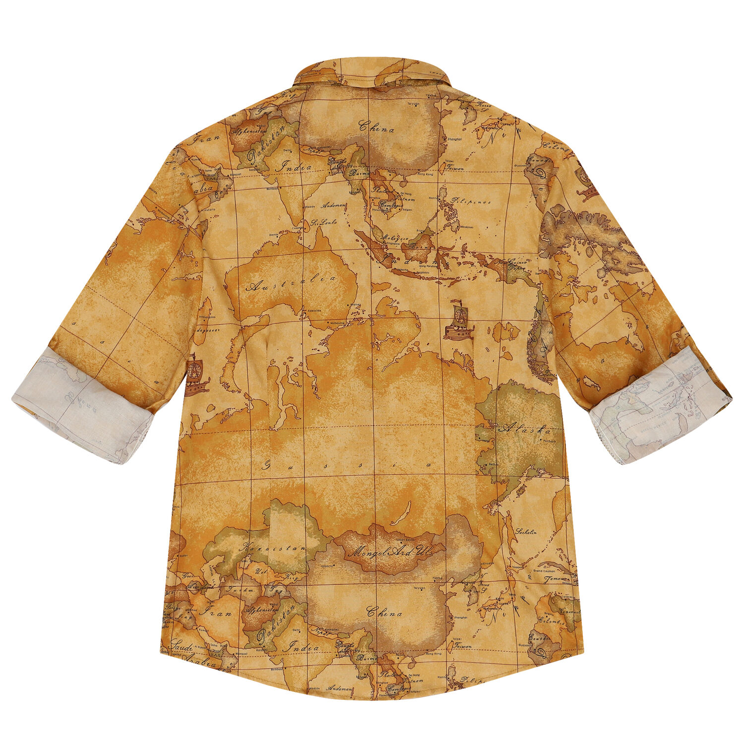 قميص أولاد بطبعة خريطة باللون البيج, 1, hi-res