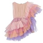 Girls Multi-Coloured Ruffled Tulle Dress, 1, hi-res