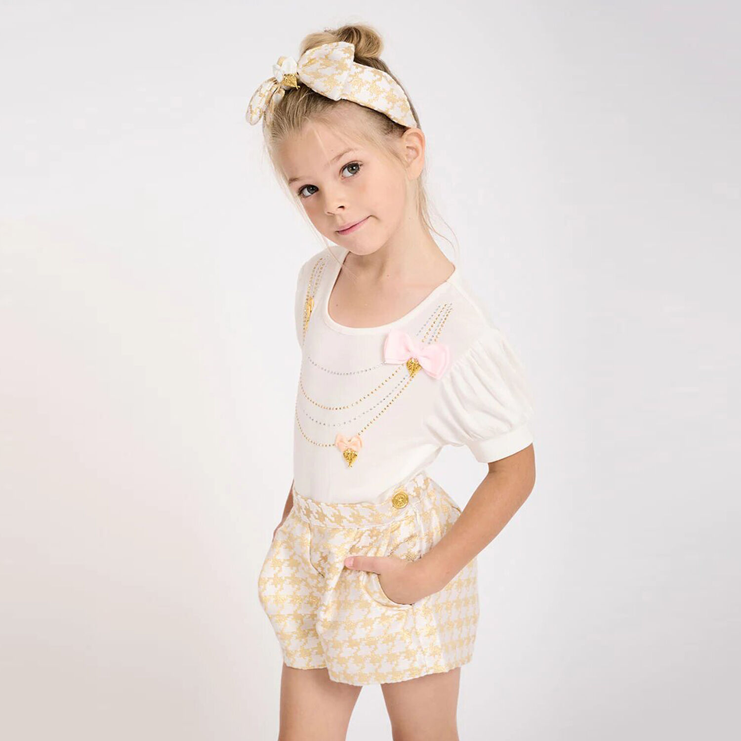 Girls White Necklace T-Shirt, 1, hi-res image number null