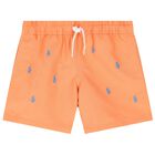 Boys Orange Logo Swim Shorts, 1, hi-res