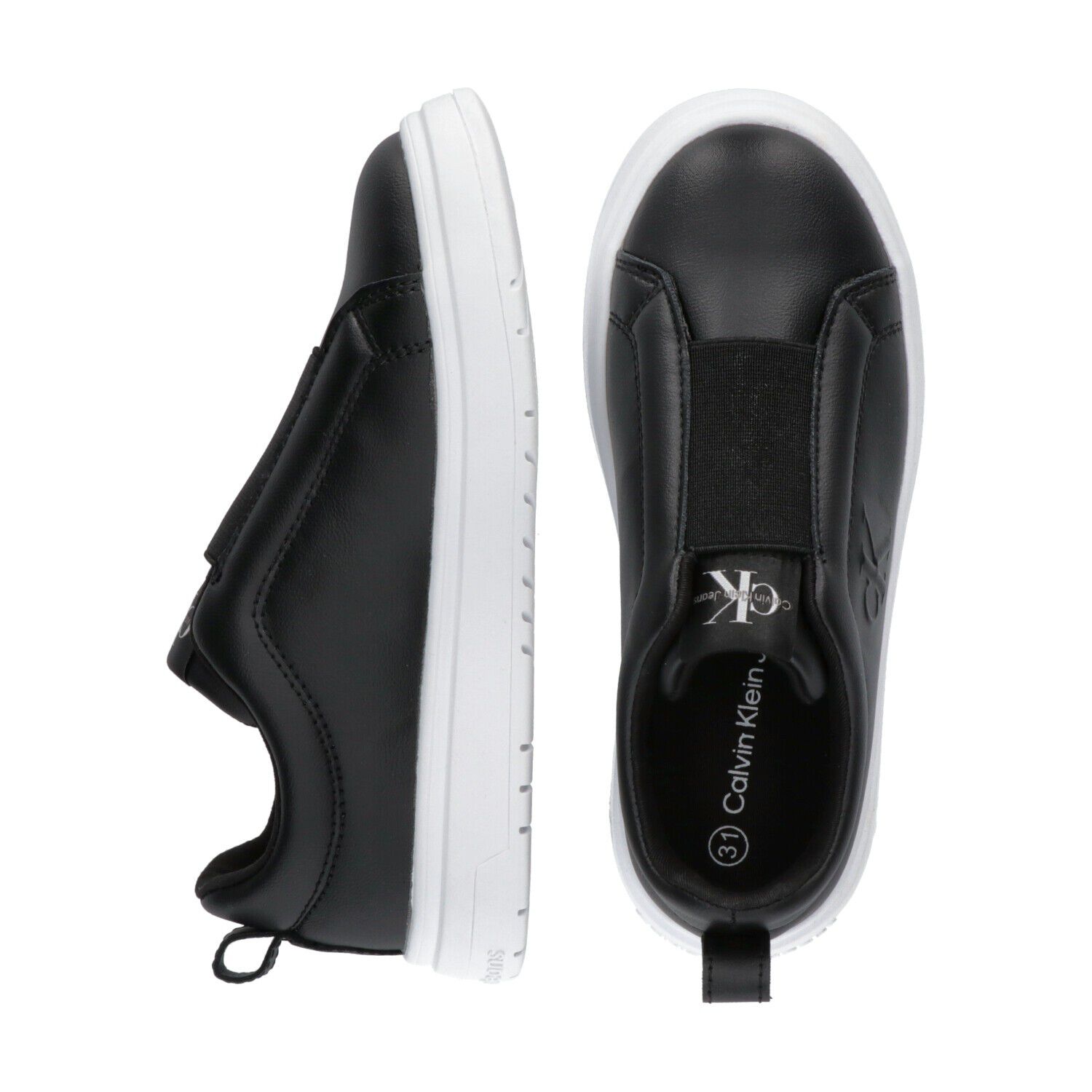 حذاء رياضى بالشعار باللون الأسود والأبيض, 2, hi-res