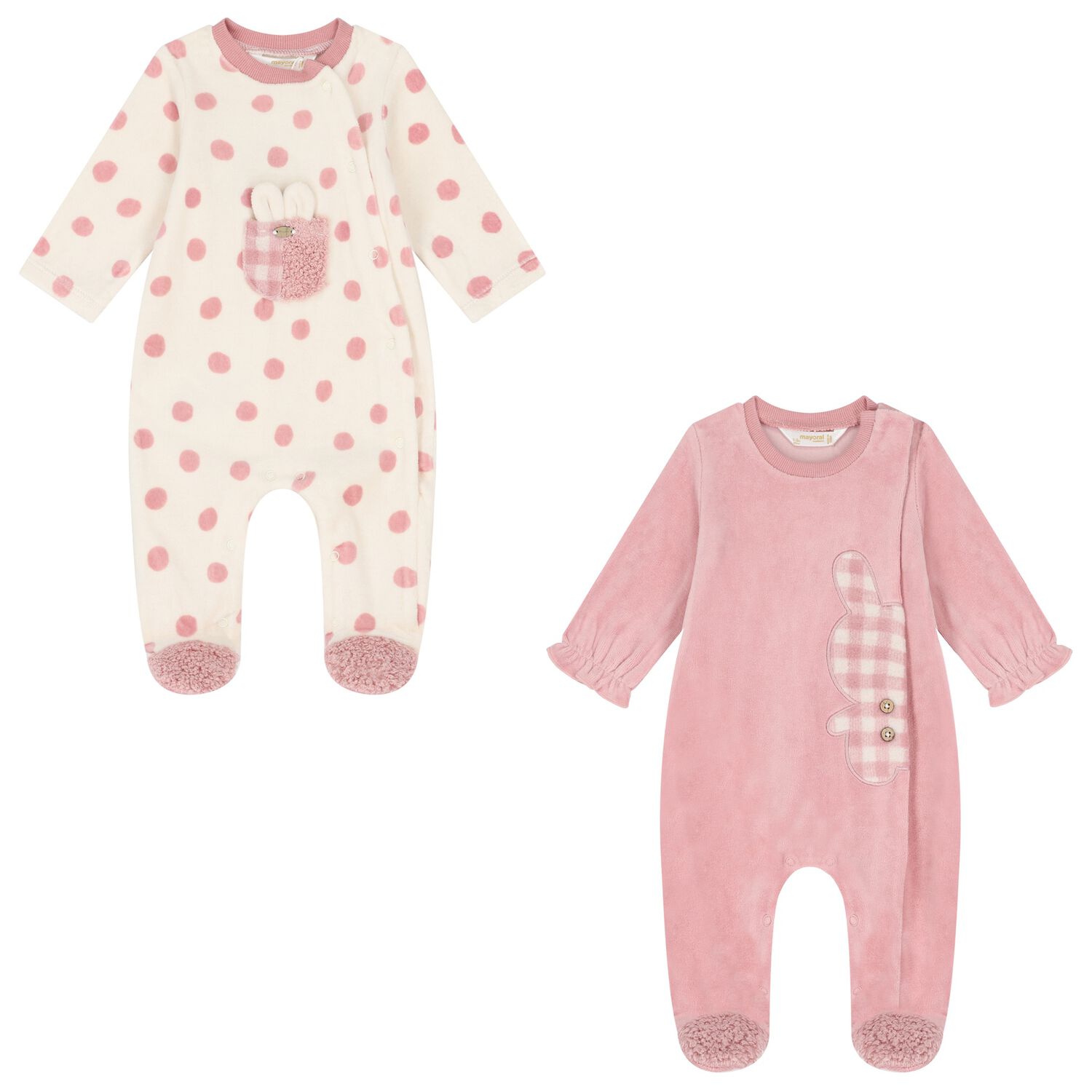 Baby Girls Ivory & Pink Babygrows ( 2-Pack ), 1, hi-res