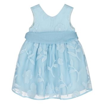 Younger Girls Blue Cut-Out Flowers Dress