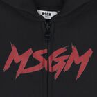 Black Logo Hooded Zip Up Top, 1, hi-res