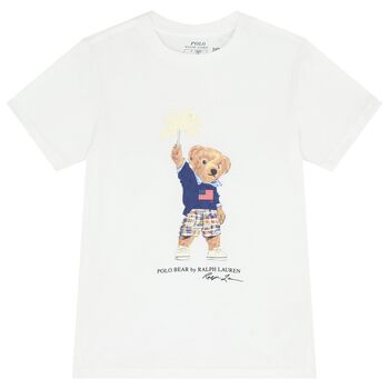 Ralph Lauren Boys White Polo Bear T-Shirt, 1 Boys White Polo Bear T-Shirt