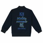 Younger Boys Navy Logo Zip Up Top, 1, hi-res